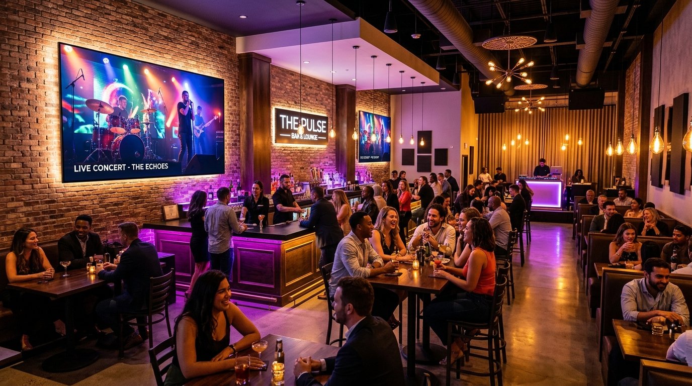 JukeBox Brasil em ação no bar — TV com fila de músicas